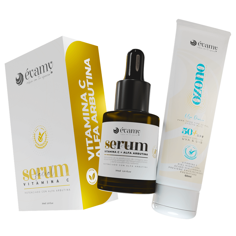 Más luminosidad y menos manchas. Serum de Vitamina C y Bloqueador Solar Ozono